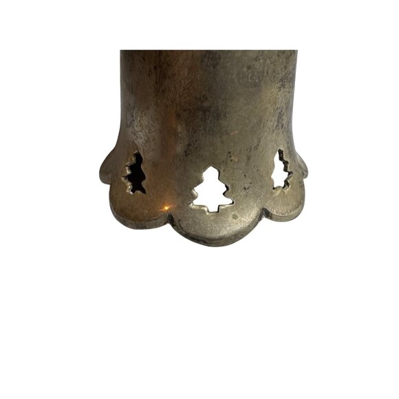 Silver Plated Christmas Bell With Pine Tree Top Clapper Included 50's Vintage - Picture 4 of 5